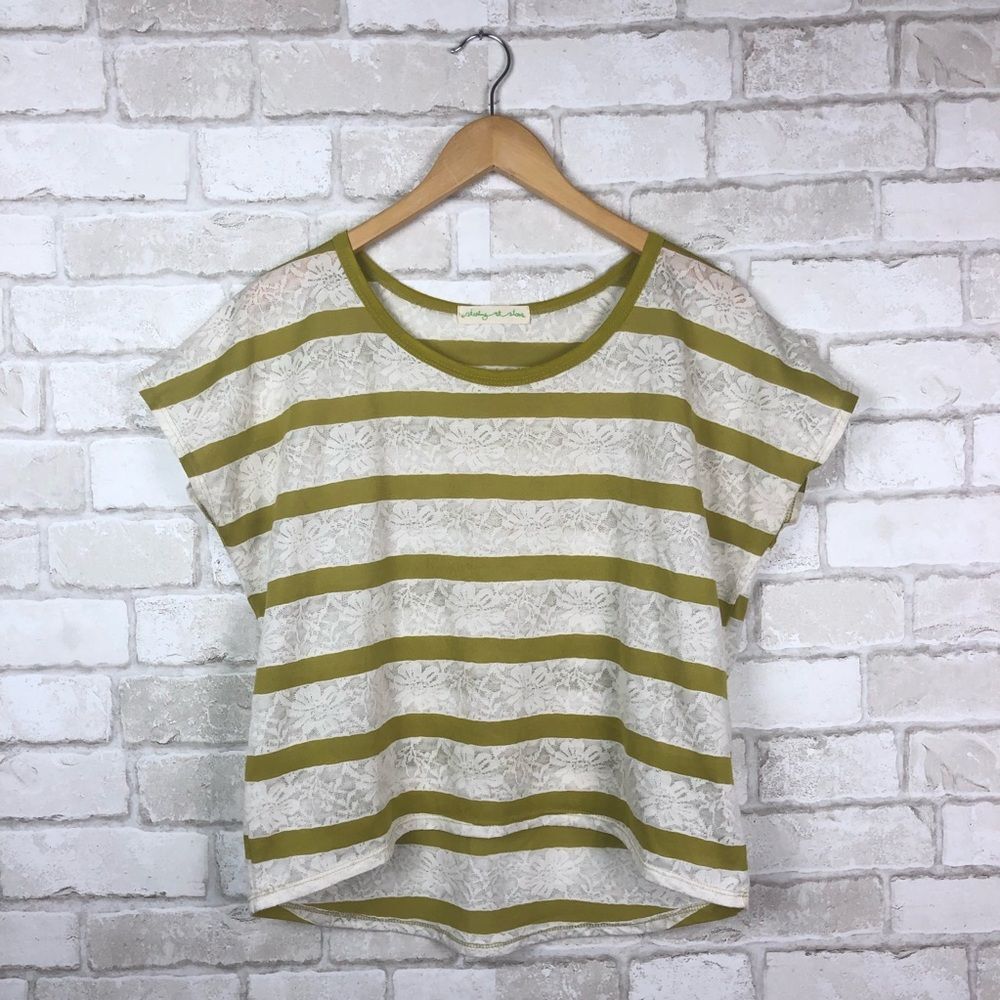 Anthropologie Staring At Stars Striped Floral Top Size M